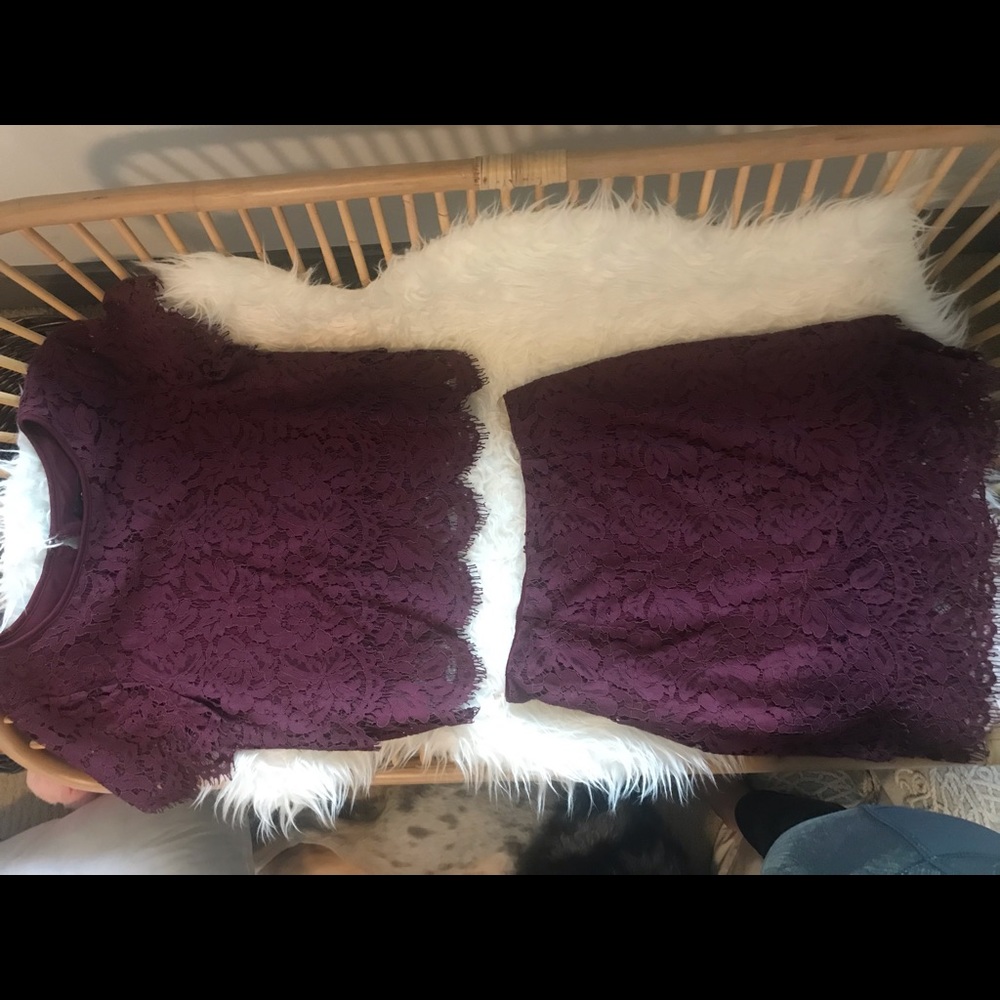 Maroon 2 piece top and skirt